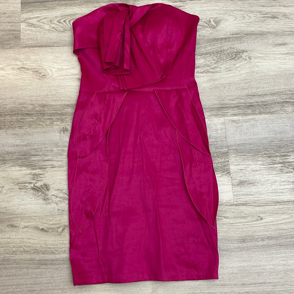 XXI Hot Pink Sleeveless Strapless Mini Dress with Bow Front Size S